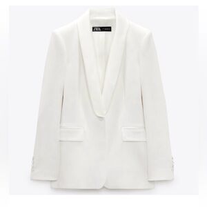 Zara white cream tuxedo blazer satin lapel xs